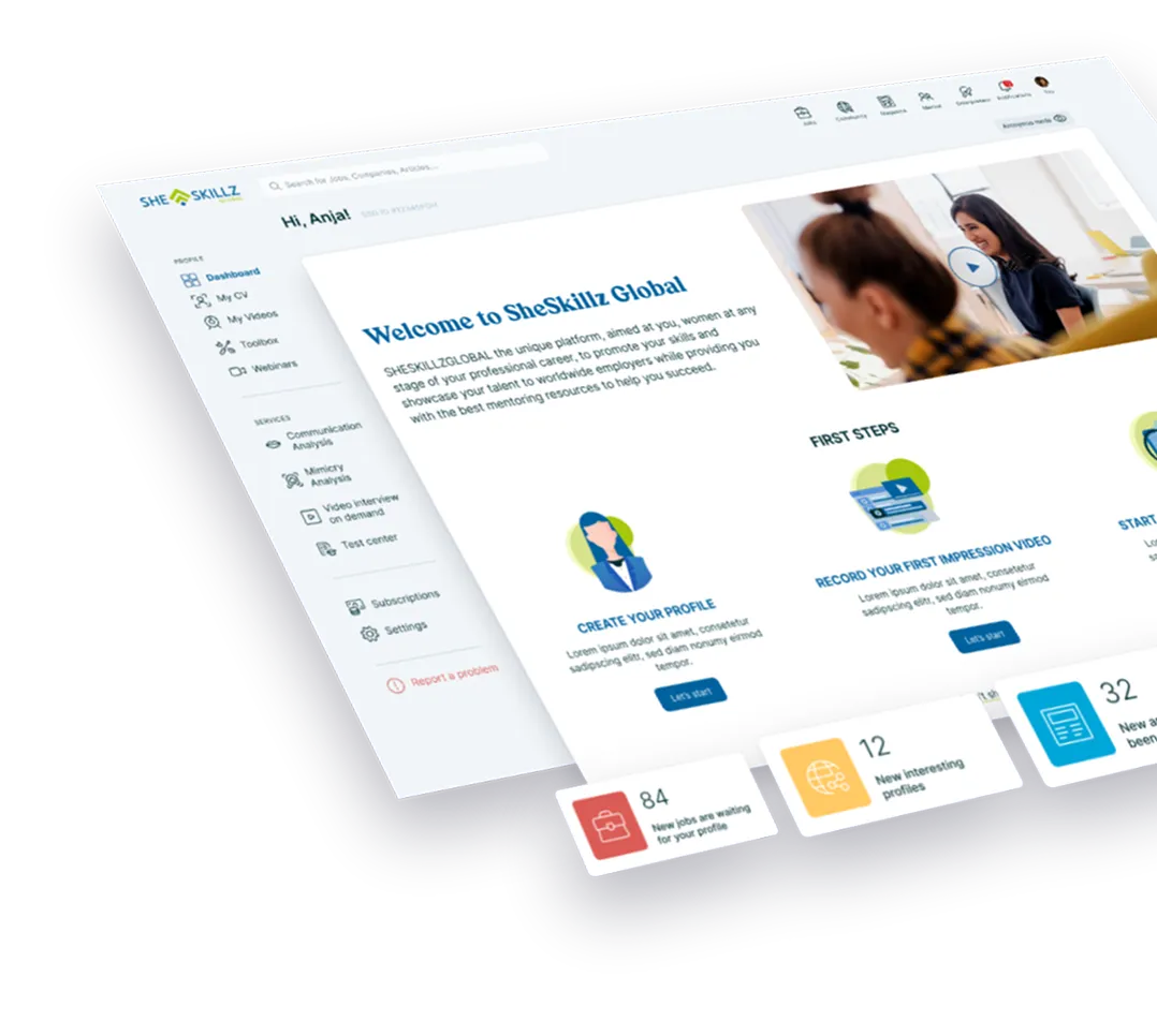 SheSkillz Global Job Match Platform Mockup